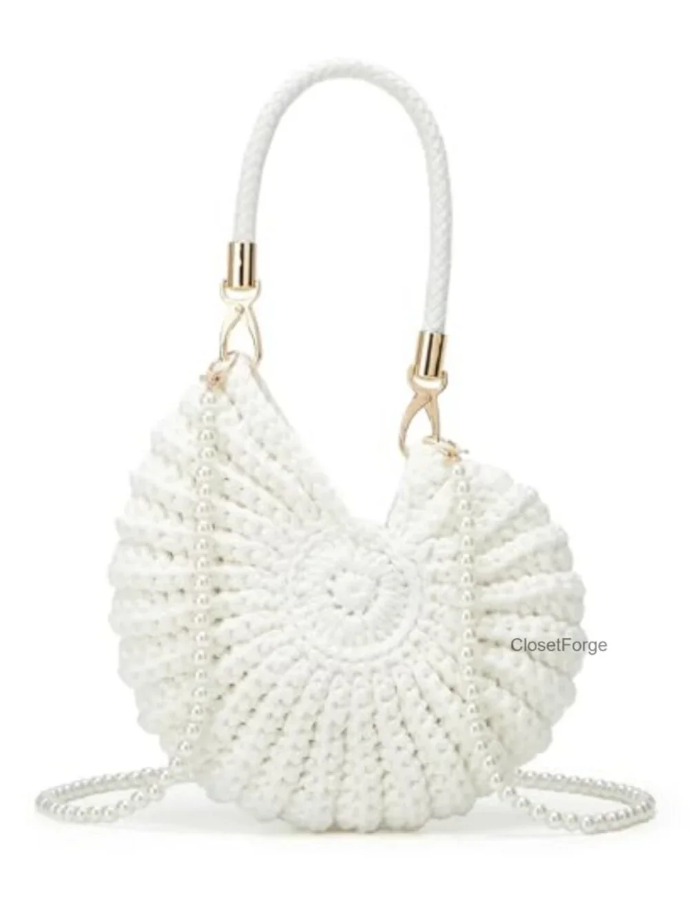 Handwoven Seashell Hobo Bag Crochet Summer Beach Boho Knitted Evening Clutch